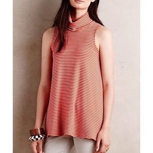 Puella Sleeveless Red & Cream Long Stripped Turtleneck. Size: Medium.